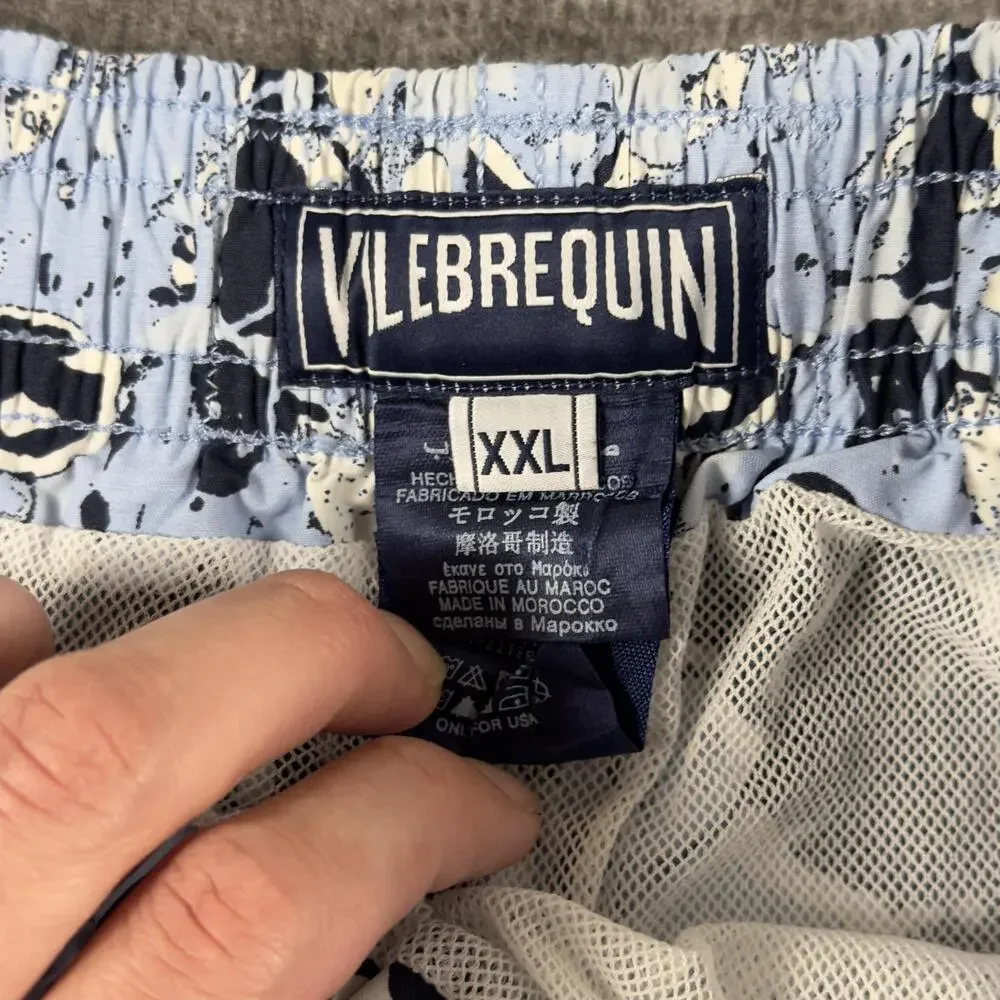 Vilebrequin Swim Shorts Mens 2XL Blue Turtle Print Trunks Mesh Lined Quick Dry
